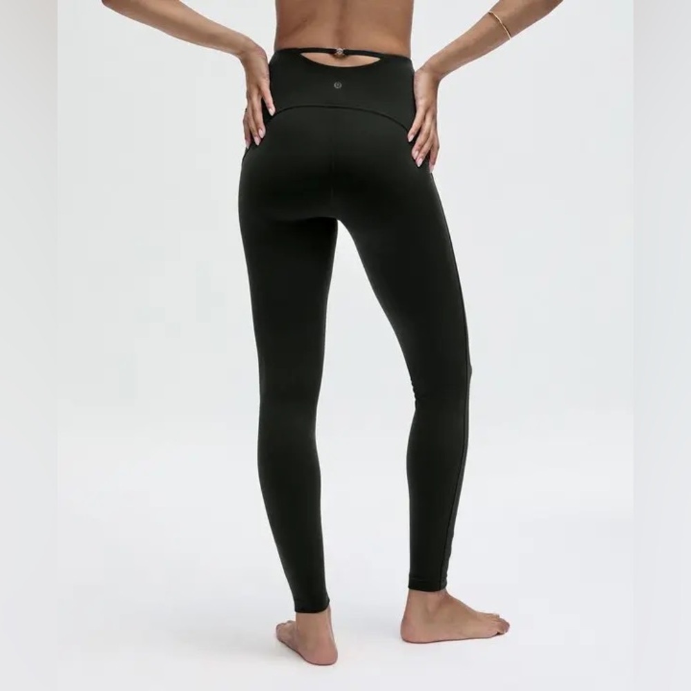 Lululemon SmoothCover Back Cutout HR Tight 28” Womens Size 12 Blackened Pine NWT - Picture 2 of 9